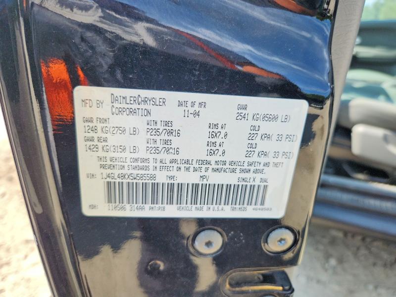 2005 Jeep Liberty მანქანა იყიდება აუქციონზე, vin: 1J4GL48KX5W585588, აუქციონის ნომერი: 63889696