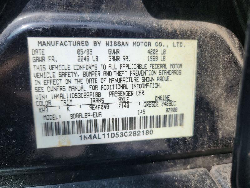 Продаж на аукціоні авто 2003 Nissan Altima, vin: 1N4AL11D53C282180, номер лоту: 66369886