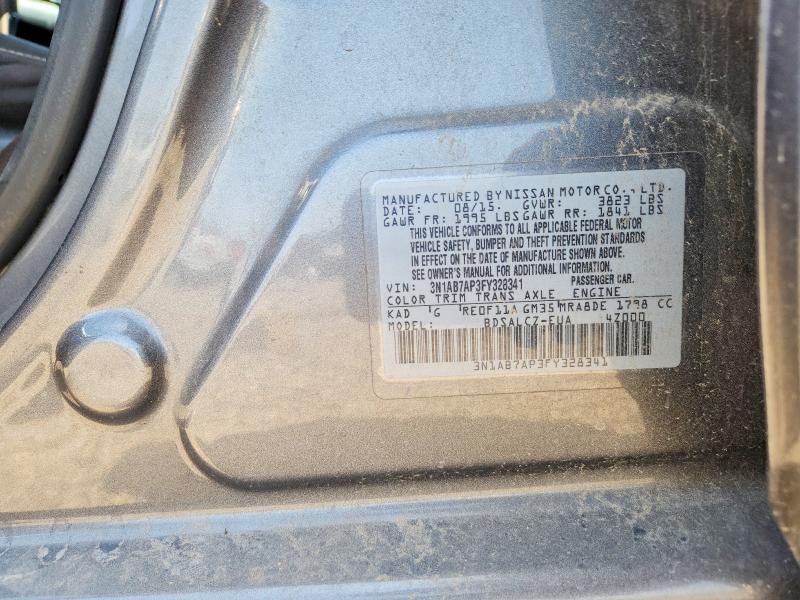 2015 Nissan Sentra მანქანა იყიდება აუქციონზე, vin: 3N1AB7AP3FY328341, აუქციონის ნომერი: 67102606