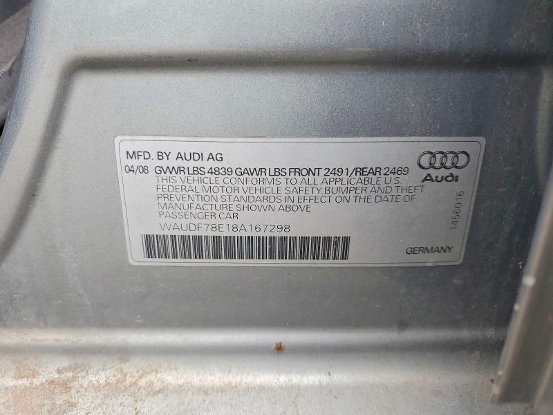 Продаж на аукціоні авто 2008 Audi A4, vin: WAUDF78E18A167298, номер лоту: 67176836