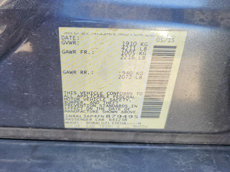 65193796 :رقم المزاد ، 1N4AL3AP4FN879495 vin ، 2015 Nissan Altima مزاد بيع
