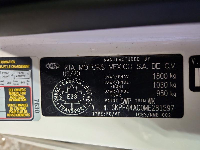 2021 Kia Forte მანქანა იყიდება აუქციონზე, vin: 3KPF44AC0ME281597, აუქციონის ნომერი: 64293256