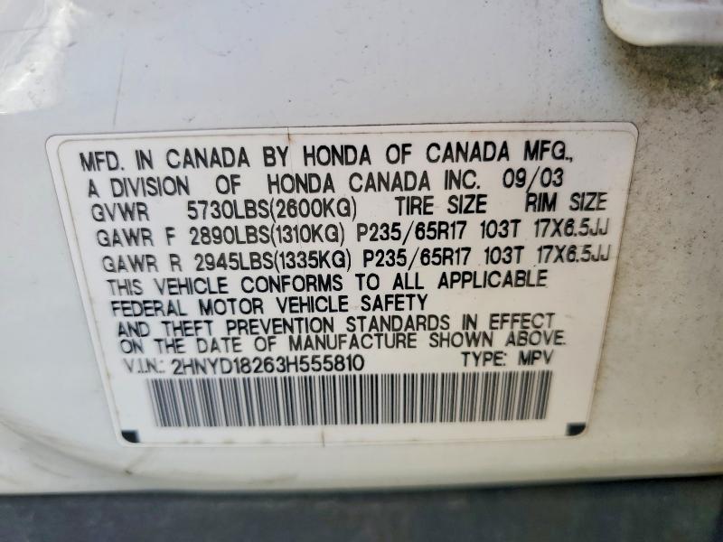 2003 Acura Mdx მანქანა იყიდება აუქციონზე, vin: 2HNYD18263H555810, აუქციონის ნომერი: 63464986