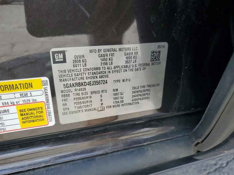 Aukcja sprzedaży 2014 Buick Enclave, vin: 5GAKRBKD4EJ356724, numer aukcji: 65034056