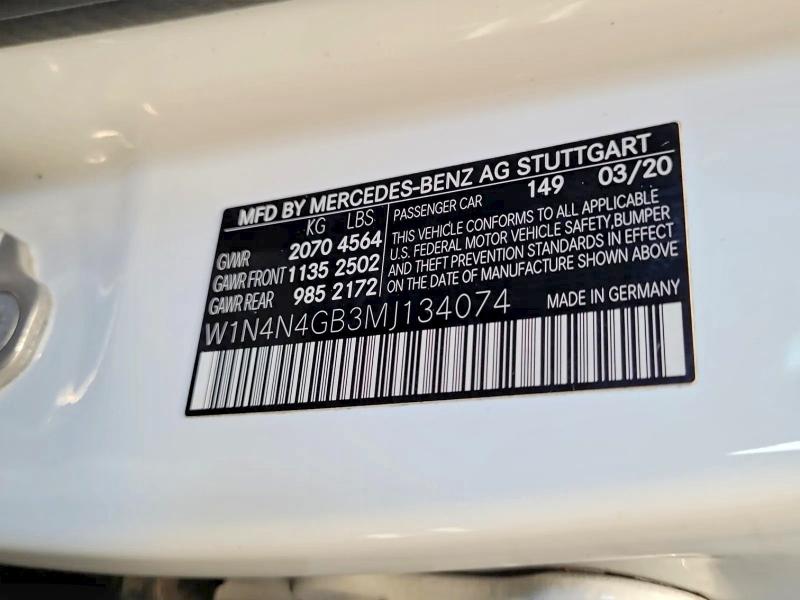 2021 Mercedes-benz Gla მანქანა იყიდება აუქციონზე, vin: W1N4N4GB3MJ134074, აუქციონის ნომერი: 64086566