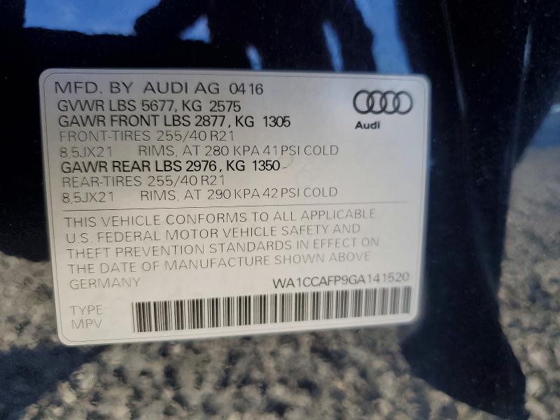 Aukcja sprzedaży 2016 Audi Sq5, vin: WA1CCAFP9GA141520, numer aukcji: 64577626