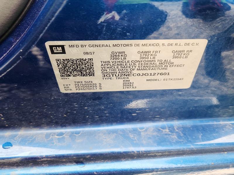 Aukcja sprzedaży 2018 Gmc Sierra, vin: 3GTU2NEC0JG127601, numer aukcji: 64983506