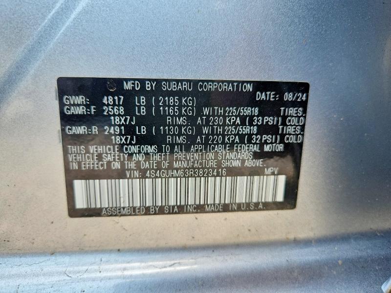 2024 Subaru Crosstrek მანქანა იყიდება აუქციონზე, vin: 4S4GUHM63R3823416, აუქციონის ნომერი: 63414316