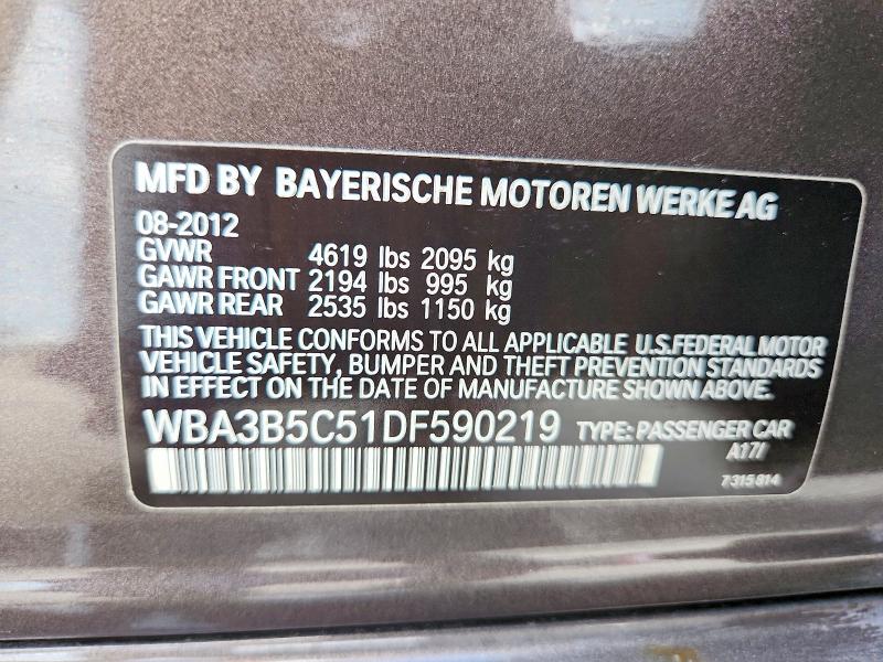 66226726 :رقم المزاد ، WBA3B5C51DF590219 vin ، 2013 Bmw 328 مزاد بيع