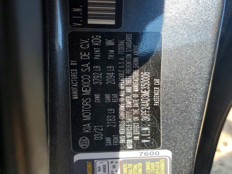 Продаж на аукціоні авто 2021 Kia Forte, vin: 3KPF24AD3ME350006, номер лоту: 67070446