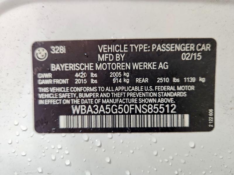64067816 :رقم المزاد ، WBA3A5G50FNS85512 vin ، 2015 Bmw 328 مزاد بيع