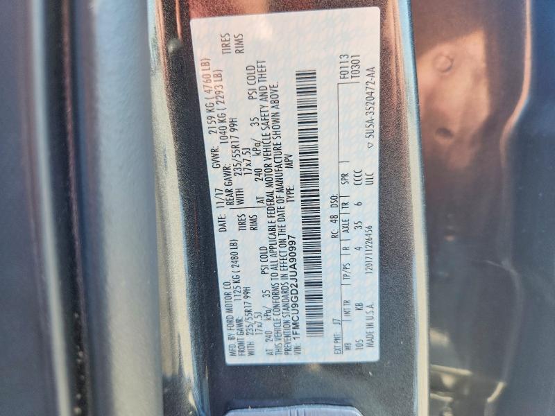 Продаж на аукціоні авто 2018 Ford Escape, vin: 1FMCU9GD2JUA90997, номер лоту: 65495556