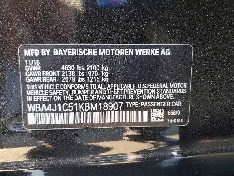 Aukcja sprzedaży 2019 Bmw 430i, vin: WBA4J1C51KBM18907, numer aukcji: 64253626