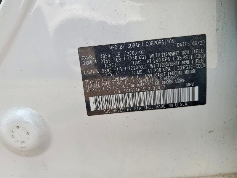 63504276 :رقم المزاد ، 4S4BTAEC5L3230057 vin ، 2020 Subaru Outback مزاد بيع