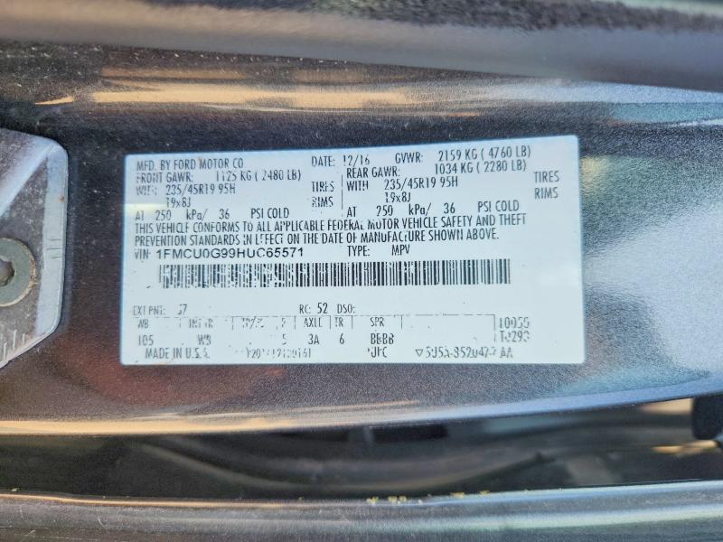 Продажа на аукционе авто 2017 Ford Escape, vin: 1FMCU0G99HUC65571, номер лота: 65734976