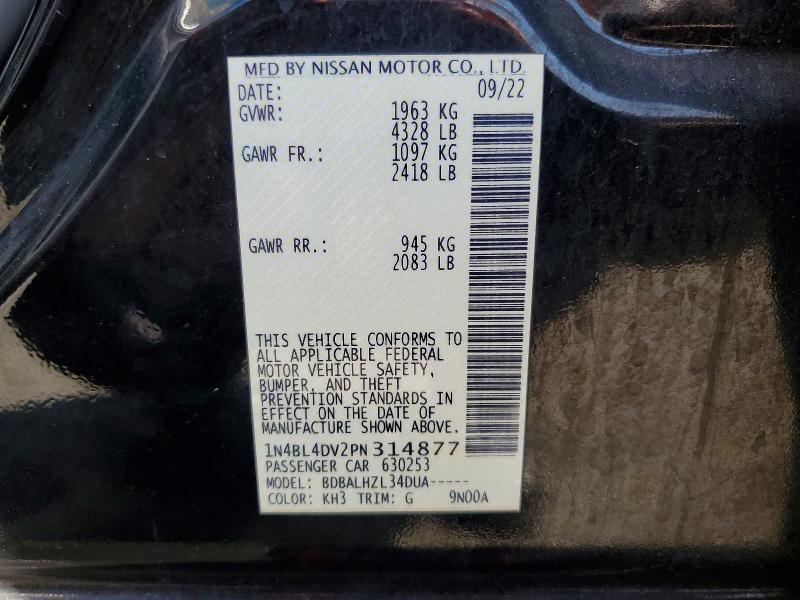 Продаж на аукціоні авто 2023 Nissan Altima, vin: 1N4BL4DV2PN314877, номер лоту: 64985946