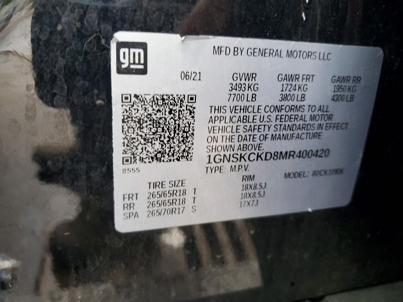 Продажа на аукционе авто 2021 Chevrolet Suburban, vin: 1GNSKCKD8MR400420, номер лота: 66135286