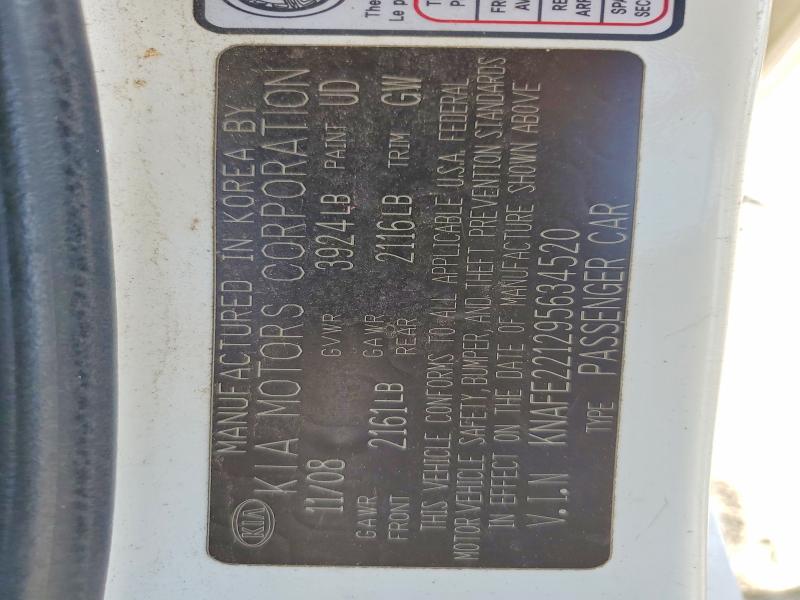 Продажа на аукционе авто 2009 Kia Spectra, vin: KNAFE221295634520, номер лота: 65319756