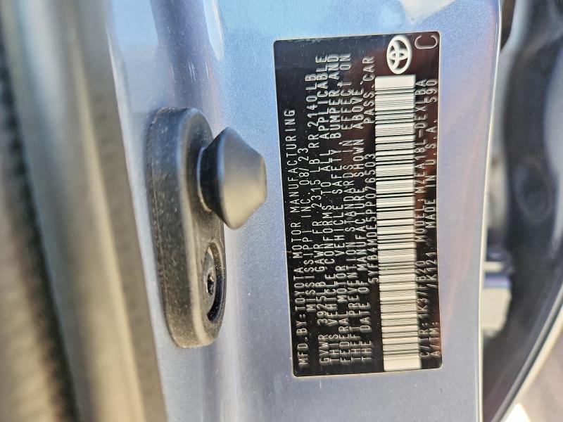 65829376 :رقم المزاد ، 5YFB4MDE5PP076503 vin ، 2023 Toyota Corolla مزاد بيع