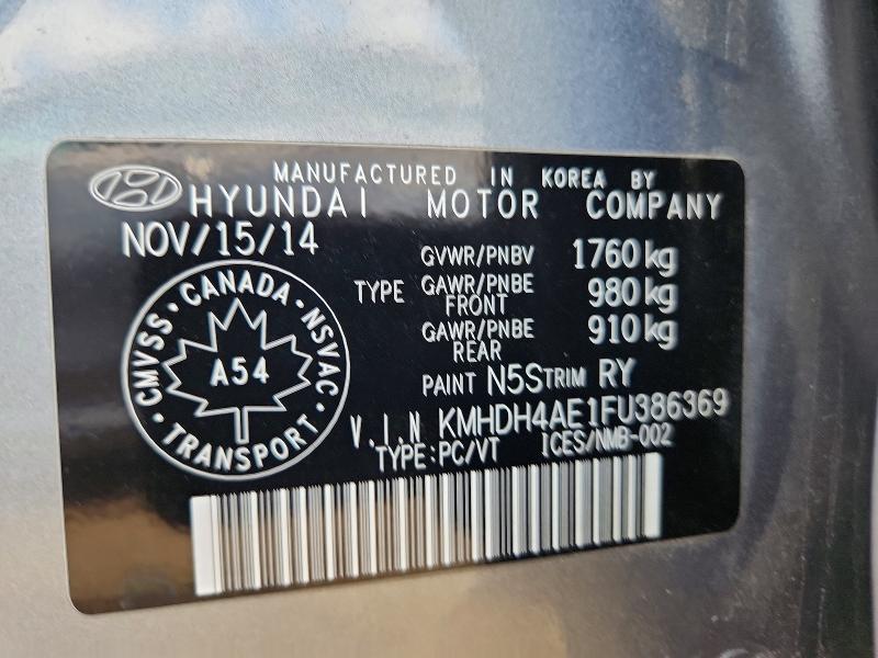 66236516 :رقم المزاد ، KMHDH4AE1FU386369 vin ، 2015 Hyundai Elantra مزاد بيع