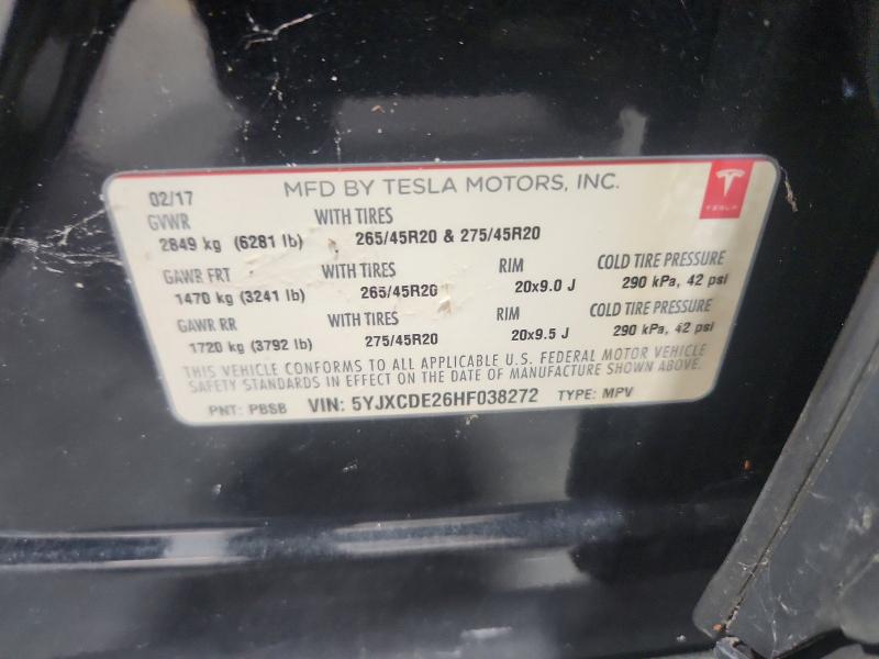 Продаж на аукціоні авто 2017 Tesla Model X, vin: 5YJXCDE26HF038272, номер лоту: 65201836
