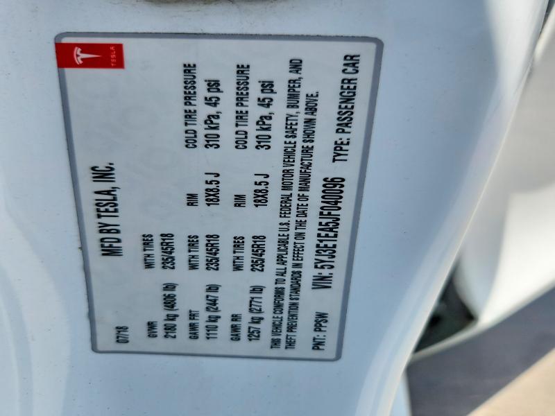 Продаж на аукціоні авто 2018 Tesla Mdl Y 4d Std, vin: 5YJ3E1EA5JF040096, номер лоту: 64119996