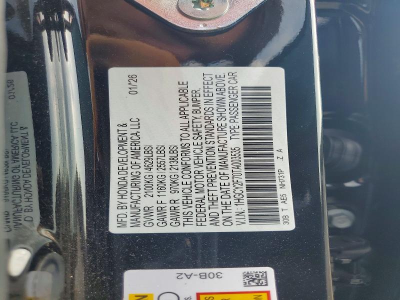 Продажа на аукционе авто 2026 Honda Accord, vin: 1HGCY2F70TA003535, номер лота: 66253366