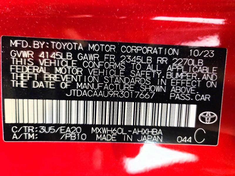 2024 Toyota Prius მანქანა იყიდება აუქციონზე, vin: JTDACAAU9R3017667, აუქციონის ნომერი: 63500386