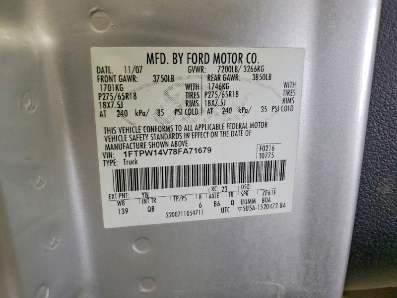 63609086 :رقم المزاد ، 1FTPW14V78FA71679 vin ، 2008 Ford F150 مزاد بيع