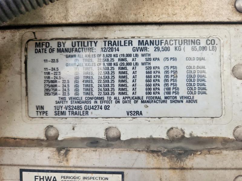 66833166 :رقم المزاد ، 1UYVS2485GU427402 vin ، 2016 Utility Trailer Vsra Reefe مزاد بيع