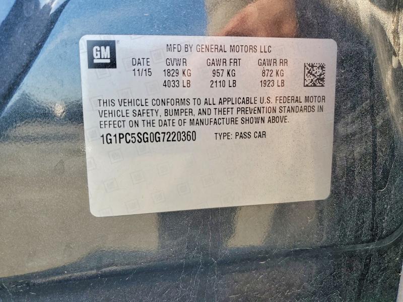 66268706 :رقم المزاد ، 1G1PC5SG0G7220360 vin ، 2016 Chevrolet Cruze Limited مزاد بيع