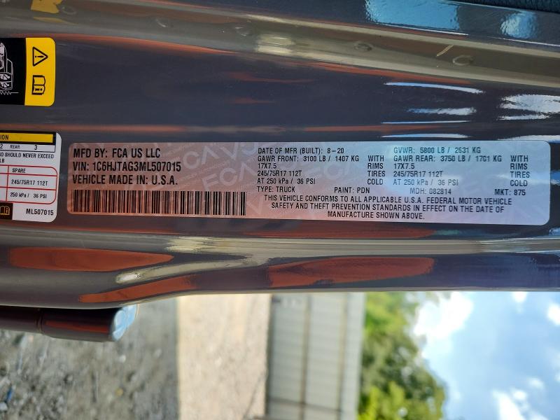 67073576 :رقم المزاد ، 1C6HJTAG3ML507015 vin ، 2021 Jeep Gladiator مزاد بيع