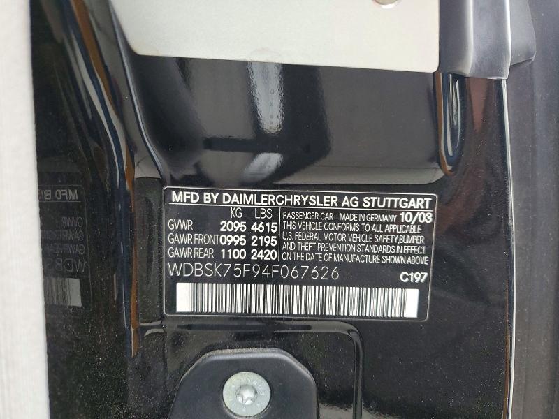 Продаж на аукціоні авто 2004 Mercedes-benz Sl, vin: WDBSK75F94F067626, номер лоту: 66458826