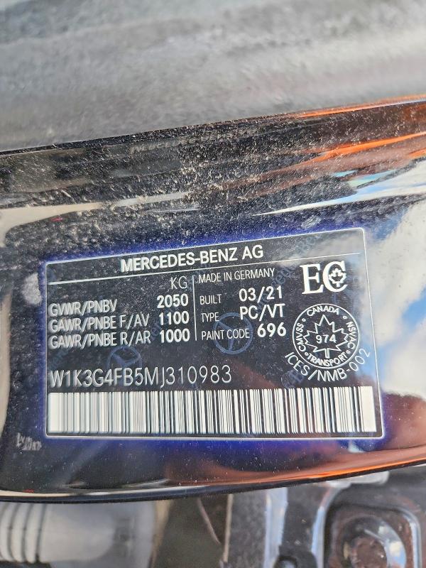 Продажа на аукционе авто 2021 Mercedes-benz A, vin: W1K3G4FB5MJ310983, номер лота: 66176006