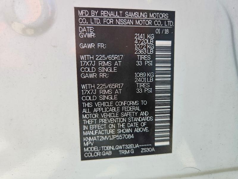 64602026 :رقم المزاد ، KNMAT2MV1JP557084 vin ، 2018 Nissan Rogue مزاد بيع