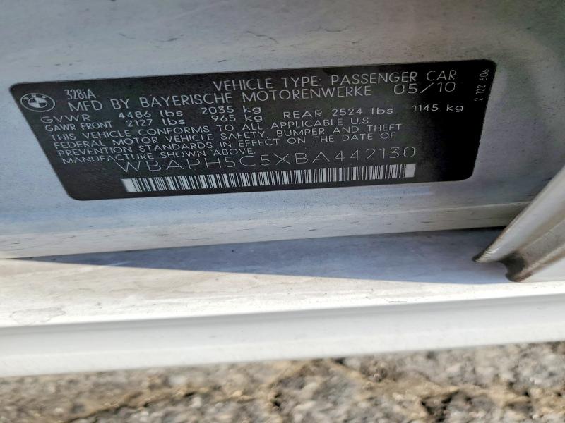 2011 Bmw 328 მანქანა იყიდება აუქციონზე, vin: WBAPH5C5XBA442130, აუქციონის ნომერი: 63839156