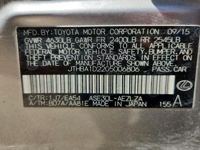 Продажа на аукционе авто 2016 Lexus Is, vin: JTHBA1D22G5006806, номер лота: 65698496