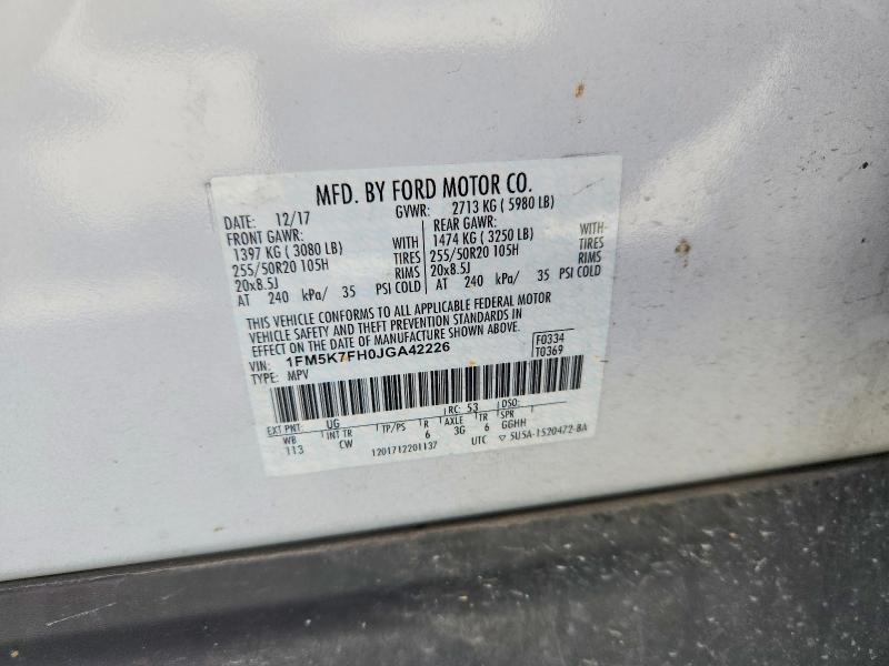 Aukcja sprzedaży 2018 Ford Explorer, vin: 1FM5K7FH0JGA42226, numer aukcji: 64660996