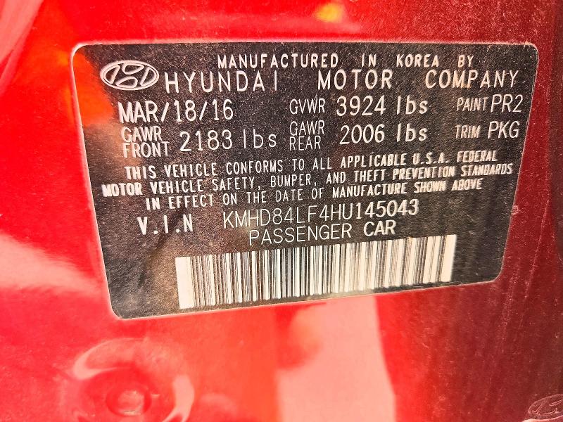 Aukcja sprzedaży 2017 Hyundai Elantra, vin: KMHD84LF4HU145043, numer aukcji: 65327536