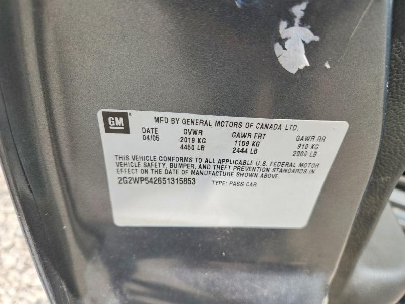 Продаж на аукціоні авто 2005 Pontiac Grand Prix, vin: 2G2WP542651315853, номер лоту: 63443936