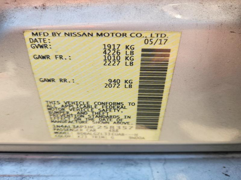 Aukcja sprzedaży 2017 Nissan Altima, vin: 1N4AL3AP1HC258357, numer aukcji: 63813996