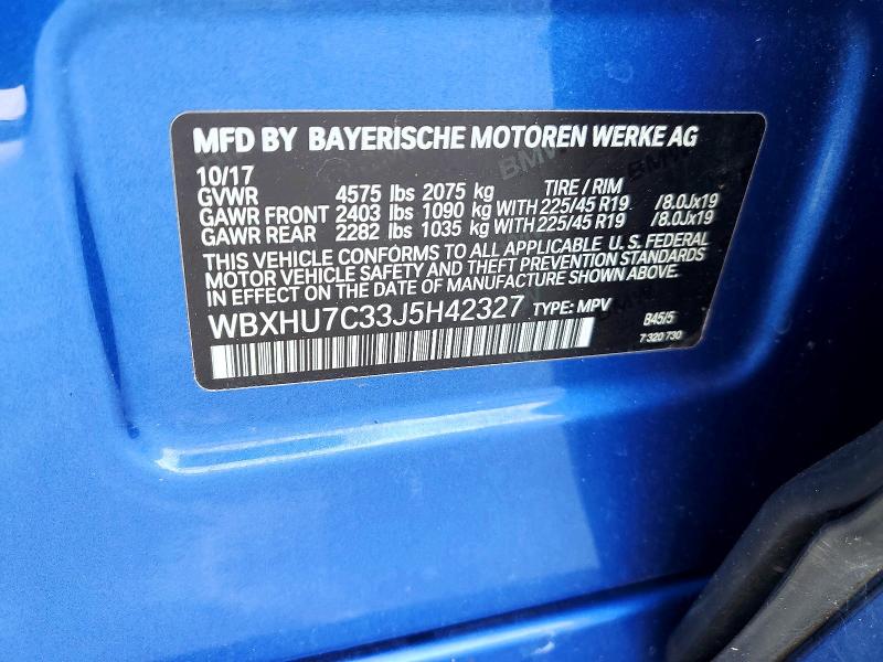 2018 Bmw X1 მანქანა იყიდება აუქციონზე, vin: WBXHU7C33J5H42327, აუქციონის ნომერი: 63831786