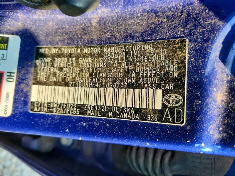 Продаж на аукціоні авто 2014 Toyota Corolla, vin: 2T1BURHE4EC030777, номер лоту: 65274716