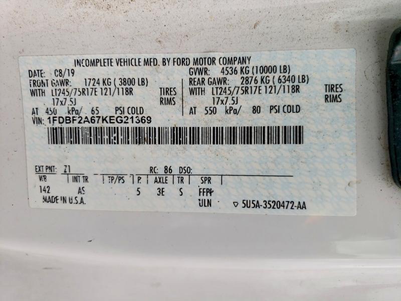 2019 Ford F250 მანქანა იყიდება აუქციონზე, vin: 1FDBF2A67KEG21369, აუქციონის ნომერი: 65833986