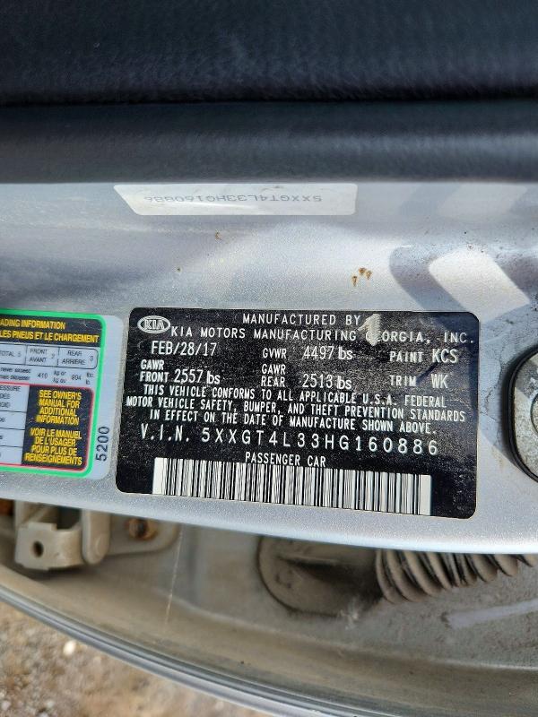 65151786 :رقم المزاد ، 5XXGT4L33HG160886 vin ، 2017 Kia Optima مزاد بيع