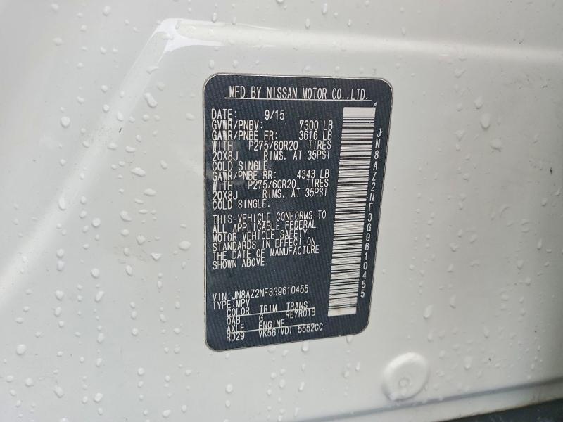 63710796 :رقم المزاد ، JN8AZ2NF3G9610455 vin ، 2016 Infiniti Qx80 مزاد بيع