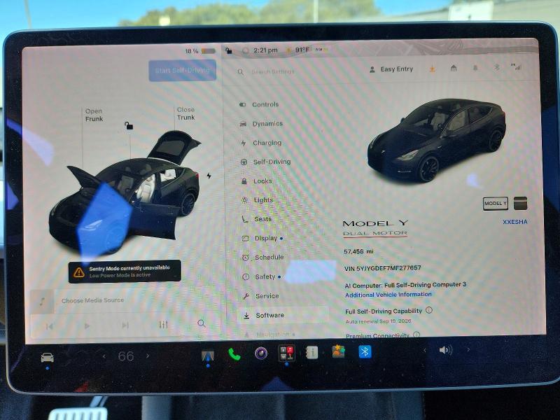 2021 Tesla Model Y მანქანა იყიდება აუქციონზე, vin: 5YJYGDEF7MF277657, აუქციონის ნომერი: 66112096