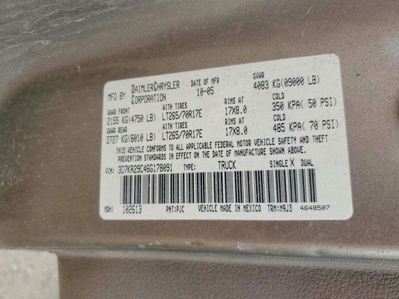 Aukcja sprzedaży 2006 Dodge Ram 2500, vin: 3D7KR29C46G178091, numer aukcji: 65120746