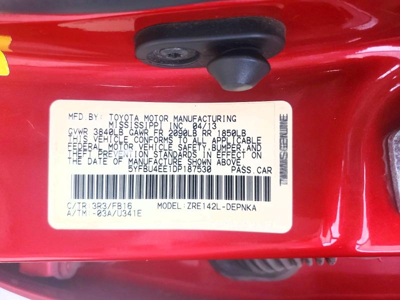 Продаж на аукціоні авто 2013 Toyota Corolla, vin: 5YFBU4EE1DP187530, номер лоту: 64630216