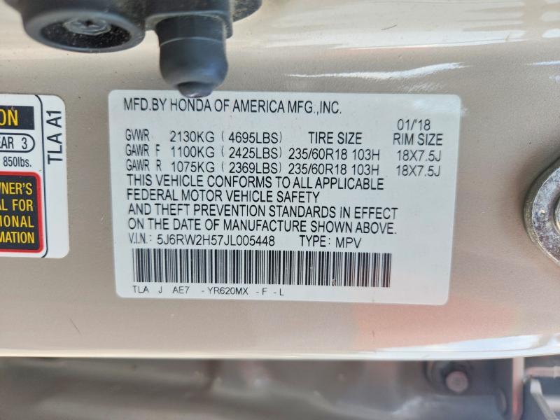 63892246 :رقم المزاد ، 5J6RW2H57JL005448 vin ، 2018 Honda Cr-v مزاد بيع
